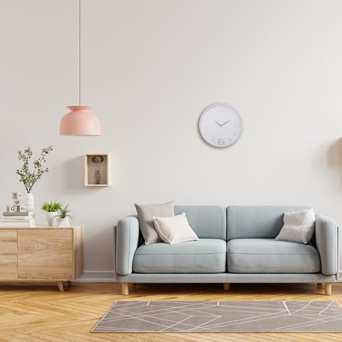 Kiera Grace Wall Clock, 18 Inch, White Modern Classic Quartz Wall Clocks Battery Operated, Silent Non Ticking Home Decor for Living Room, Kitchen, Bathroom