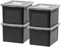 IRIS USA 4-Pack 35 Qt. Letter/Legal File Box with Latching Lid, Black