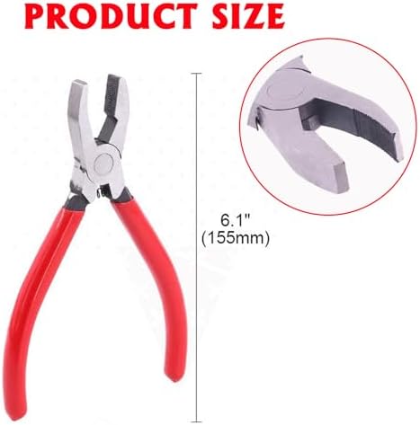Professional Glass Breaking and Trimming Pliers, 6-Inch Stained Glass Grozer Tool with Red PVC Handle, Serrated Carbide Jaws for Glass, Tiles, Mosaic, Mirrors, Bottles