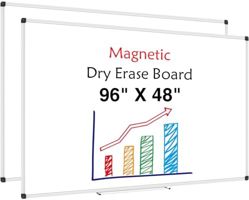 XBoard Magnetic Dry Erase Board 96 x 48 Inches, 8' x 4' Aluminum Framed Whiteboard, Presentation White Board for Office, School, Homeschool (Pack of 2)