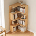 Vertical Wall Corner Shelf with Open Back 5-Shelf Wood Corner Bookshelf Floor Book Rack Multi-Layer Storage Shelf Against the Wall Bookcase Light Walnut 23.6" L x 23.6" W x 50.4" H