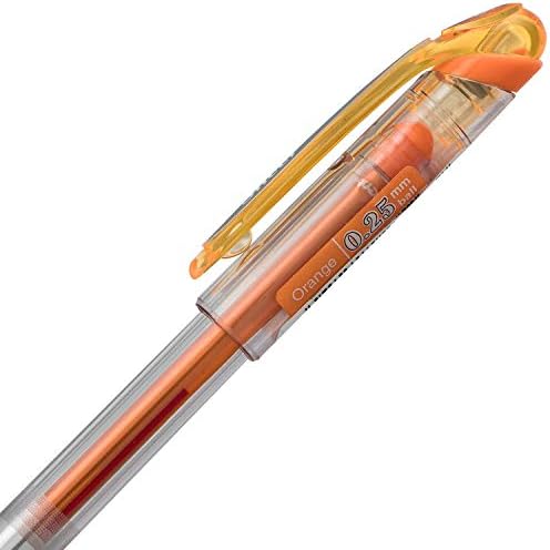 Pentel Arts Slicci 0.25 mm Extra Fine Gel Pen, Orange Ink, Box of 12 (BG202-F1)