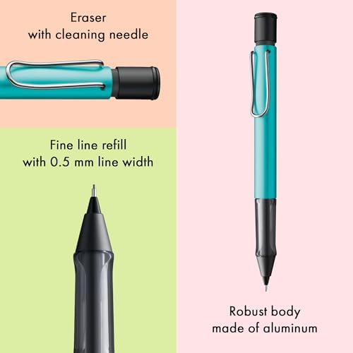 LAMY AL-star turmaline - Mechanical Pencil with transparent, ergonomic grip & lightweight aluminum body - including LAMY M 41 fine line refill 0.5 mm & eraser tip