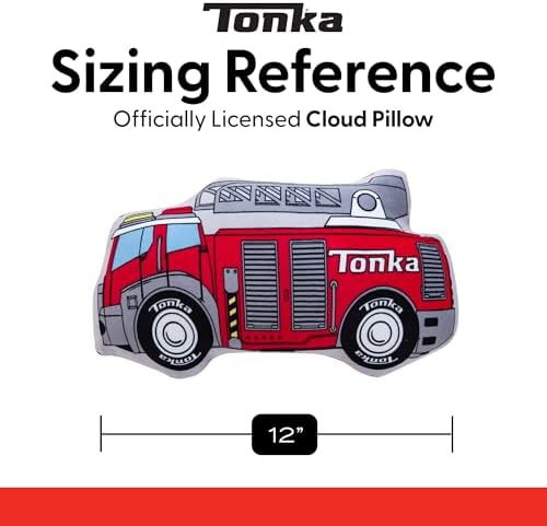 Northwest Hasbro Tonka Fire Truck Cloud Pillow, Plush Comfort for Kids Adults, Bedroom Playroom Decor, Spot Clean, 12 Inch