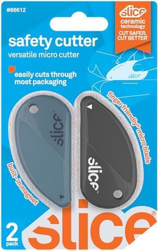 Slice Micro Safety Cutter | Safe Ceramic Box Cutter Lasting 11x Longer than Metal | Keychain Box Opener | Combo Pack | Slate + Millennial Gray