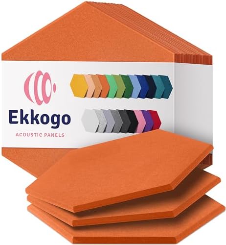Acoustic Panels 12-Pack Soundproof Wall Panels 12"X10.4"X0.4" Sound Panels High Density Sound Dampening Panels - [Poppy Orange Hexagon]