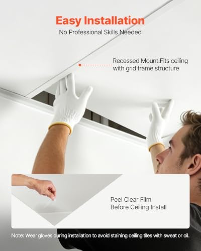 VEVOR 24 x 48 in PVC Ceiling Tiles 10-Pack Drop Ceiling Panels White, PVC Foam Board, Grid Fit, Water-Resistant, Flexible Cut, Easy to Clean, Modern Decorative for Home,Office,Kitchen,Living Room