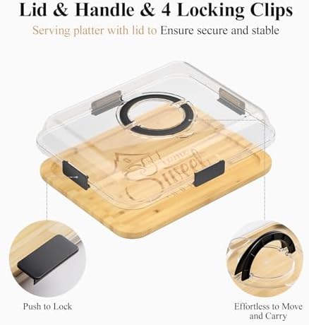Portable Bamboo Charcuterie Board with Lid, Engraved Home Print