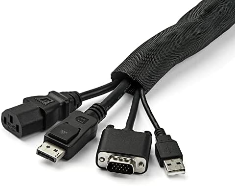 StarTech 15' (4.6m) Cable Management Sleeve, Black, Trimmable (WKSTNCM2)