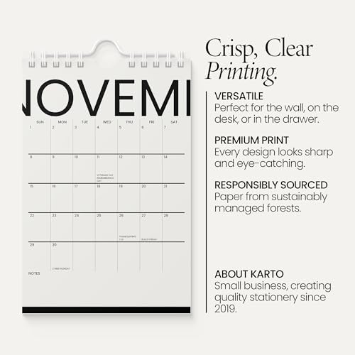Karto Small Wall Calendar 2026-2027 6x9 in - Big Text