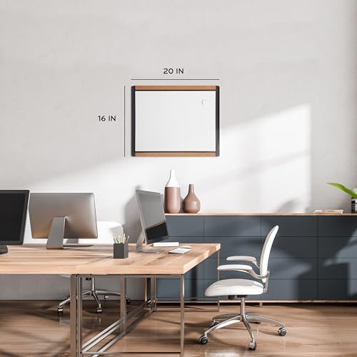 U Brands Magnetic Dry Erase Board White Board, 16" x 20", Black Pin-It Frame, Includes Marker and Magnet