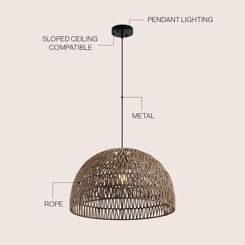 JONATHAN Y Campana 1-Light Pendant Dome Ceiling Lamp, 20", Brown