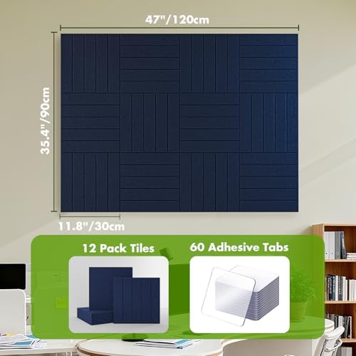 48" x 36" Large Felt Bulletin Board 1/2" Thick, Dark Blue