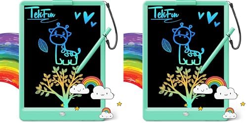 TEKFUN Kids Toys 10Inch LCD Writing Tablet, Mess Free Coloring Doodle Board, Drawing Pad for Kids Games Educational Toys for Ages 3-10 Girls Boys (Green) (Pack of 2)