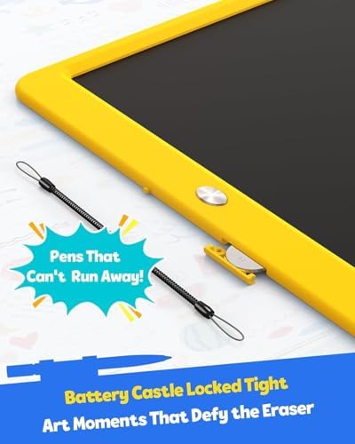 TEKFUN 16" LCD Writing Tablet for Kids, Large Drawing & Writing Pad for Active Kids, Screen-Free Way to Keep Kids Busy Anywhere, Reusable Board for Travel, Play & Everyday Use (Yellow)