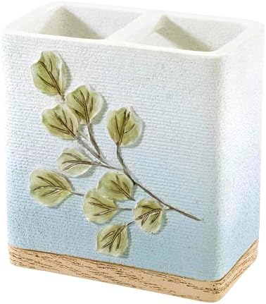 Avanti Linens - Bath Set, 3pc Countertop Accessories, Resin Lotion Pump, Toothbrush Holder & Soap Dish, Durable Bath Decor (Ombre Leaves Collection)