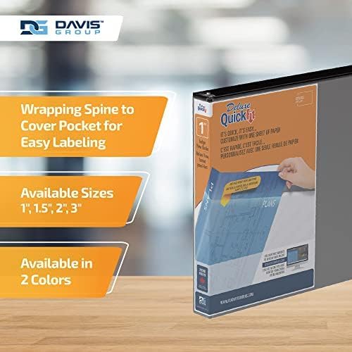 QuickFit Heavy Duty 11 x 17 Inch Spreadsheet View Binder, D Ring, Black, 2 Pack, 1 Inch