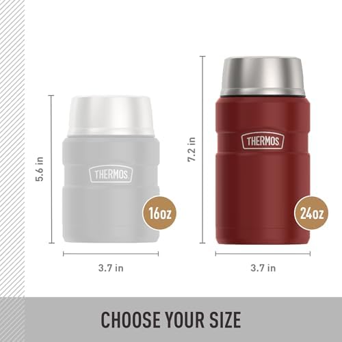 THERMOS Stainless King Vacuum-Insulated Food Jar, 24 Ounce, Matte Red