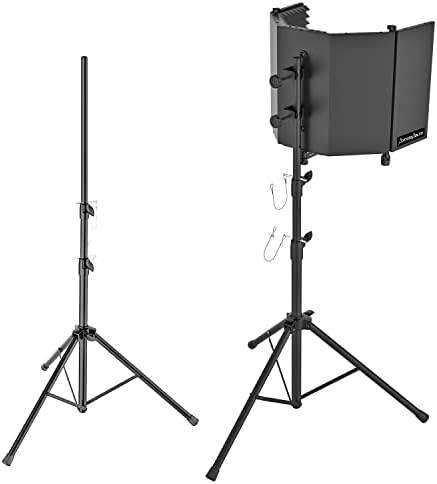 AxcessAbles Large 32x13 Recording Studio Microphone Isolation Shield w/ 3 Tier Tripod Stand and Pop Filter | Portable Sound Isolation Booth | Reflection Filter Shield | Studio Microphone Stand