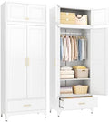 SteeLoong 86”H Metal Wardrobe Cabinet,Armoire Wardrobe Closet with Drawer