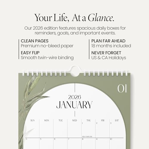 Karto Wall Calendar 2026 8.5x11 in - Boho Greenery