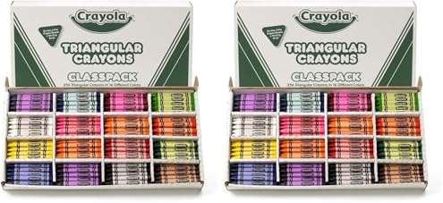 Crayola Triangular Crayon Classpack, 16 Assorted Toddler Crayons, Anti Roll, Bulk School Classroom Essentials, Preschool & Kindergarten Must Haves, 256 Count, (Pack of 2)