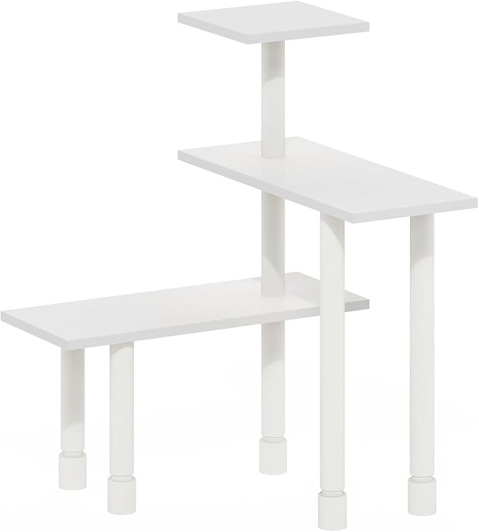Furinno Turn-N-Tube Kitchen Countertop Organizer, 3-Tier Corner Countertop Organizer Shelf, Corner Shelf, for Kitchen, Pantry, Organizers and Storage, White