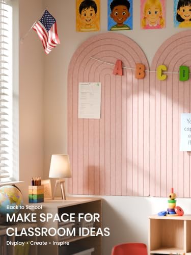 Large Arched Felt Bulletin Board 47.2''×25.5'', Pink