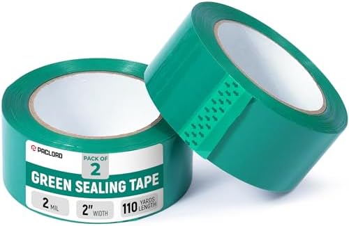 2" x 110 Yards Green Packing Tape, 2 Rolls