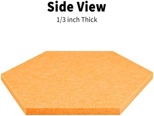 Hexagon Felt Corkboard for Office Frameless Self Adhesive, 10 Pack