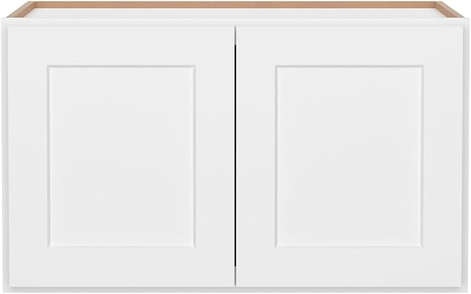 Furinno Shaker Wall Refrigerator Top Kitchen Cabinet, 2-Doors, White | 24 D x 30 W x 18 H, Adjustable Hinges, Soft-Close Shaker-Style Door, Ready to Assemble, Plywood, for Pantry, Dining Room