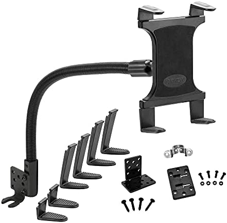 ARKON Mounts Car and Truck Seat Rail or Floor Tablet Mount | Heavy-Duty Seat Rail & Floor Mount | Strong Flexible Arm | Compatible with iPad, Galaxy, Tab, Google, & More | TAB188L22AL