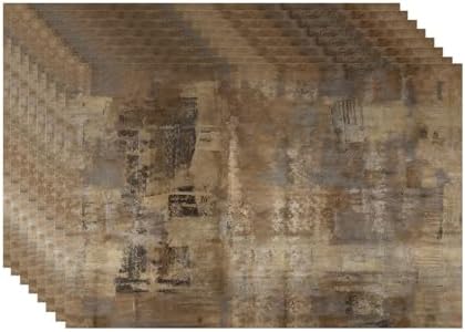 Batmerry Brown Abstract Art Linen Placemats Set of 8, Grey Acrylic Washable Table Mats for Kitchen Table Thickened Heat Insulation Dining Set Indoor Outdoor 12X18 in