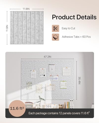 Acoustic Panels 12 Pack Square Soundproof Wall Panels with 60 Adhesive Tapes, High Density Acoustic Foam Panels Sound Proof Foam for Home Office, Recording Studio, Ceiling, 12" X 12" X 0.4"