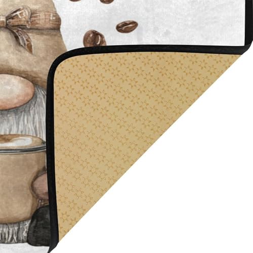 Aslsiy Coffee Gnome Kitchen Rug Coffee Beans Area Rug Door Mats Bath Welcome Rugs for Floor Bedroom Living Room Home Decor 39" X 20"