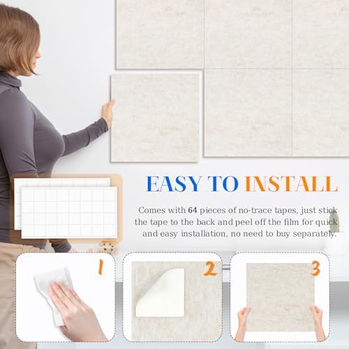 DOLLAR BOSS Felt Cork Board Tiles 48" x 36" Bulletin Board, 12 Pcs Beige