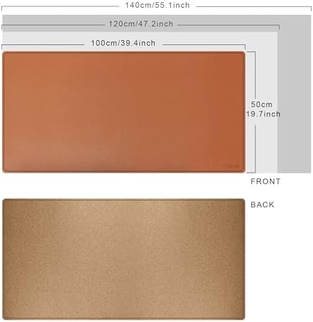Mydours 40" x 20" Extra Large Desk Mat, PU Leather & Cork Desk Pad, (Brown)