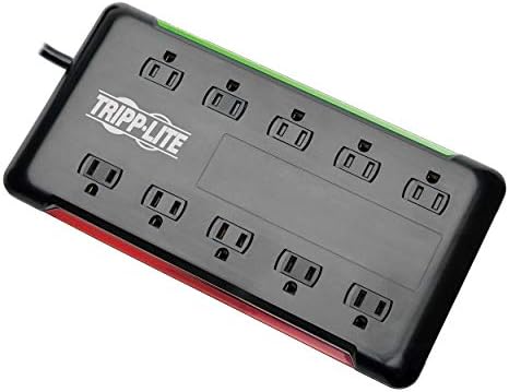 Tripp Lite 10-Outlet Surge Protector Power Strip 6ft Cord 2880 Joules Black $100K Insurance (TLP1006B)