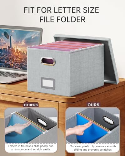 Oterri File Organizer, File Box, File Cabinet for Letter File Folder Storage, Hanging File Organizer for Office/Decor/Home,Document Organizer, 1 Pack,Gray-White-Box Only