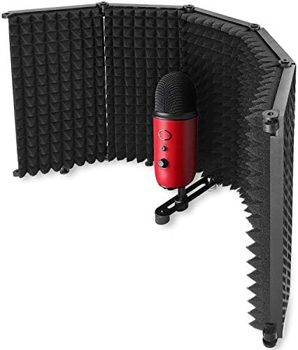 Mic Isolation Shield - Portable Studio Acoustic Sound Shield with Absorbing Foam for Microphone, Reflection Filter for Home Voice Studio (5 Panels) YOUSHARES
