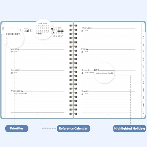 Planner 2026-2027, Weekly and Monthly Academic Planner, July 2026 - June 2027, Hardcover Calendar Agenda Book for School Year Planning, School Supplies for Teacher and Student, Letter Size(8.5'' x 11'')