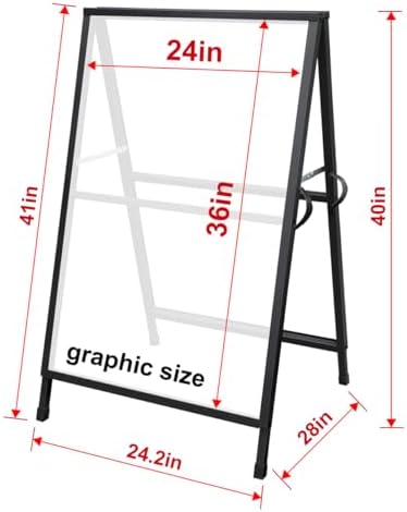 Pionites Heavy Duty Slide-in Folding A Frame Sign Sidewalk Sign 24x 36 Inch Steel Metal Double-Side Pavement sign Corrugated Plastic Poster (2, Black, 24''X36''(Frame Only))
