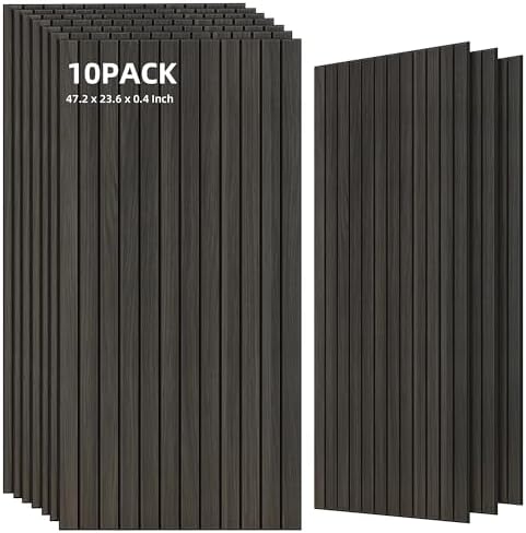 TO-TH Acoustic Panels Wood Look Noise Dampening Panel 10Pack, Rustic Walnut