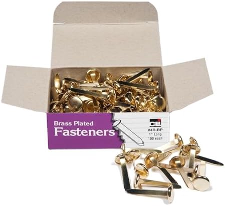 Charles Leonard Fastener, Brass Plated, 1 Inch Shank, Round 10 MM (4R-BP)