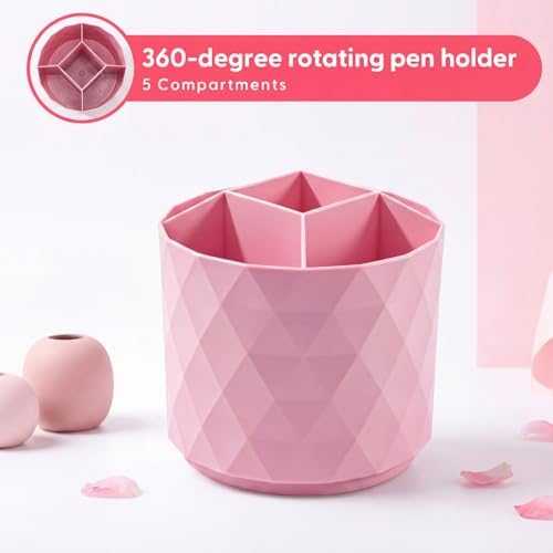 Eersida 20 Pcs Pink Office Supplies, Desk Accessories and Organizer Set