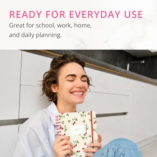 Graphique Strawberries 18 Month Planner, July 2026 – Dec. 2027, Hardbound Spiral Planner with Monthly Tabs, Holidays & Reminder Stickers, 6” x 8”