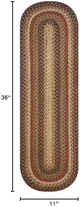 Homespice Gingerbread Braided Table Runner for Country Decor, Oval 11x36