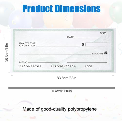 Penitue 83.8x35.6cm/33x14in Oversized Fake Checks Award for Presentation