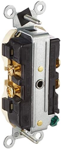 Leviton Straight Blade Single Receptacle, 250 Vac, 20 A, 2 Pole, 3 Wire, 5822-I, Ivory