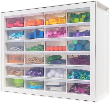 IRIS USA 24-Drawer Plastic Storage Cabinet, Teacher Toolbox, White